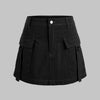Y2K Trending Utility Skirt In Black Front View For Women | Littlebox India