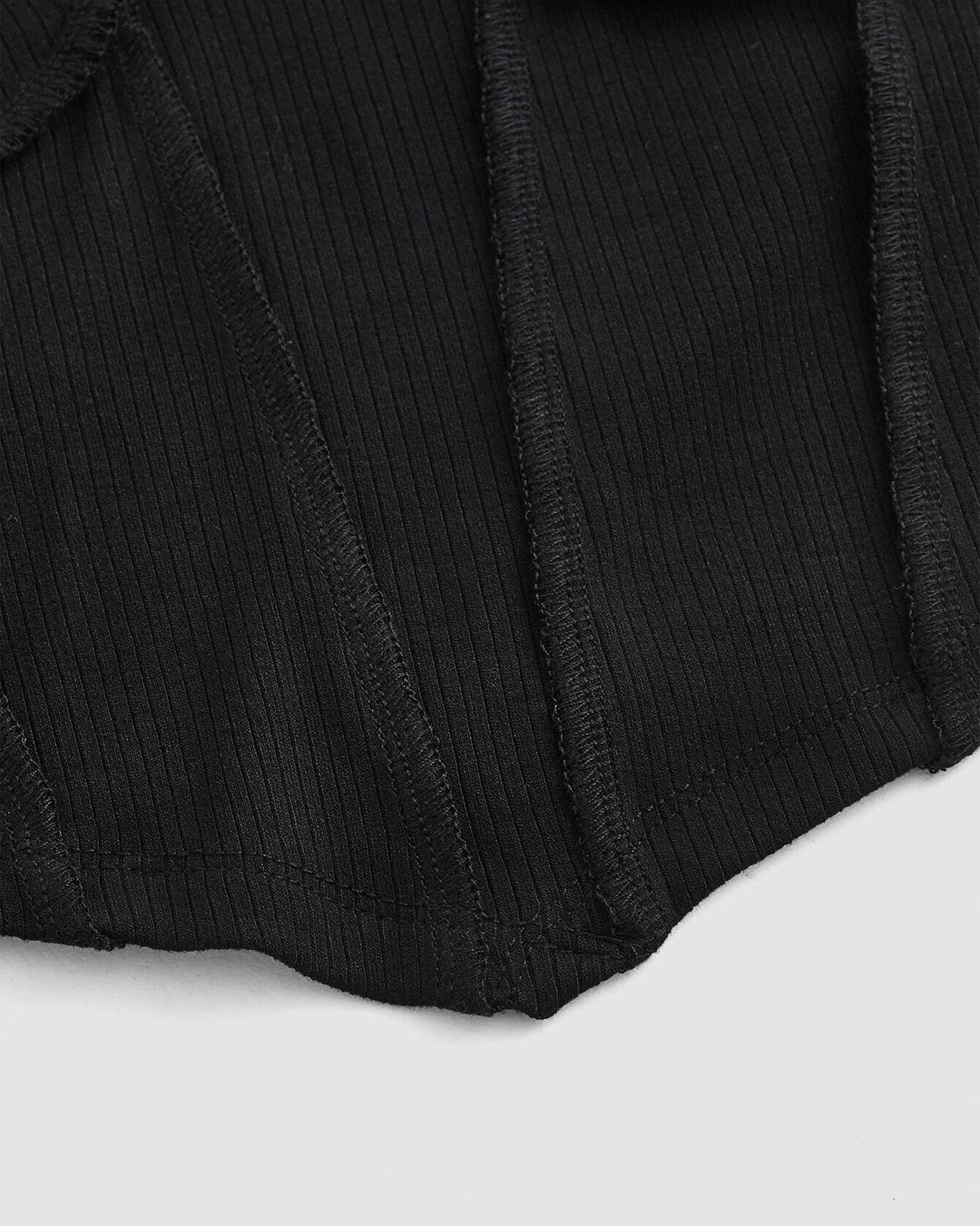 Y2K Corset Style Full Sleeve Ribbed Trending Top In Black – Littlebox India