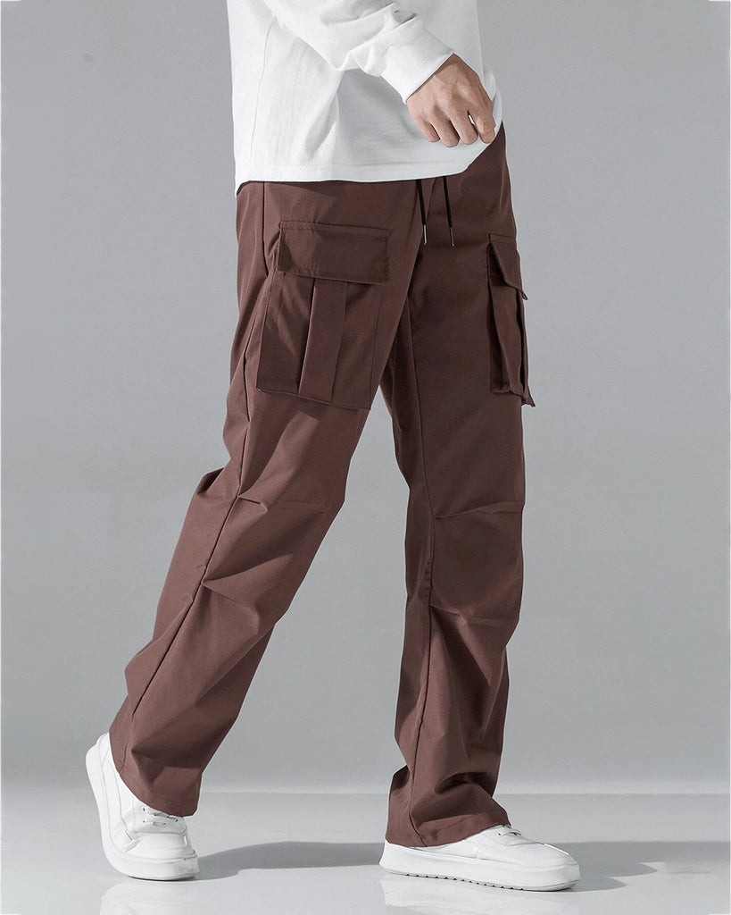 brown cargo pants and white t-shirt for men