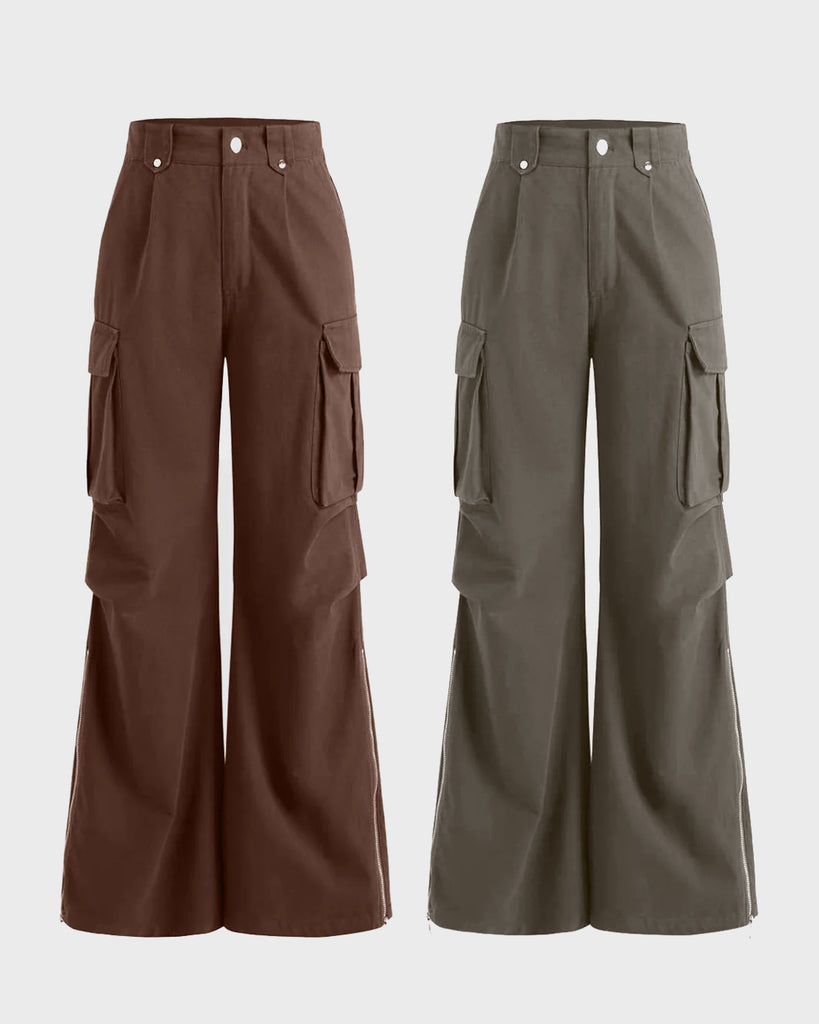 y2k baggy trouser in brown and grey