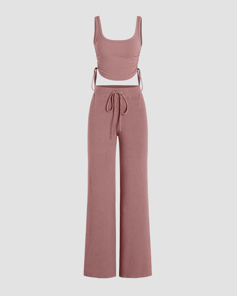 Co-ord set of Trouser and  crop top in Blush Pink