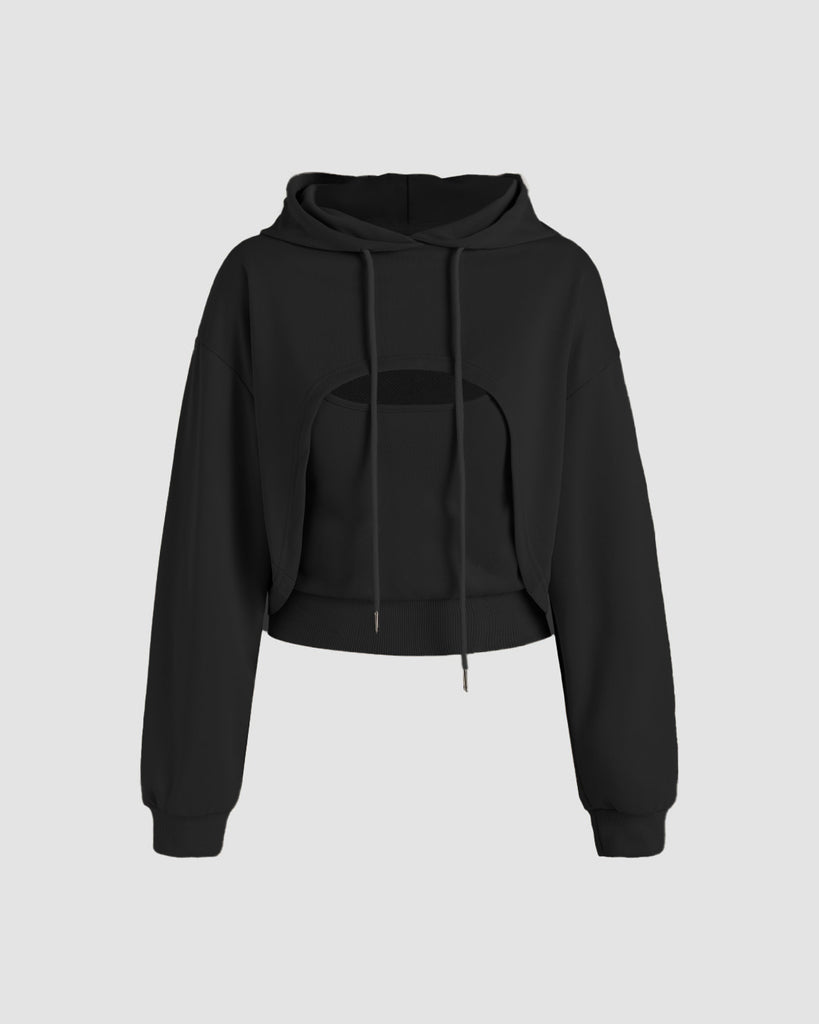 Hailey Style Two Piece Hoodie In Black