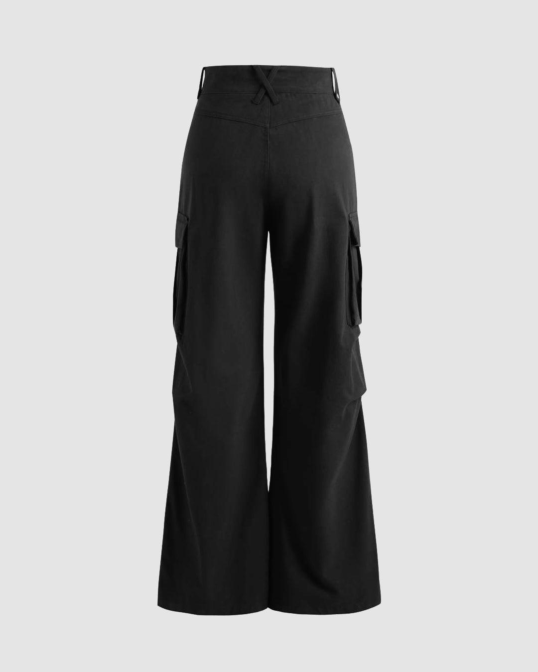 Girls Cargo Pants Woman Y2K Baggy Fit Women Cargo In Black