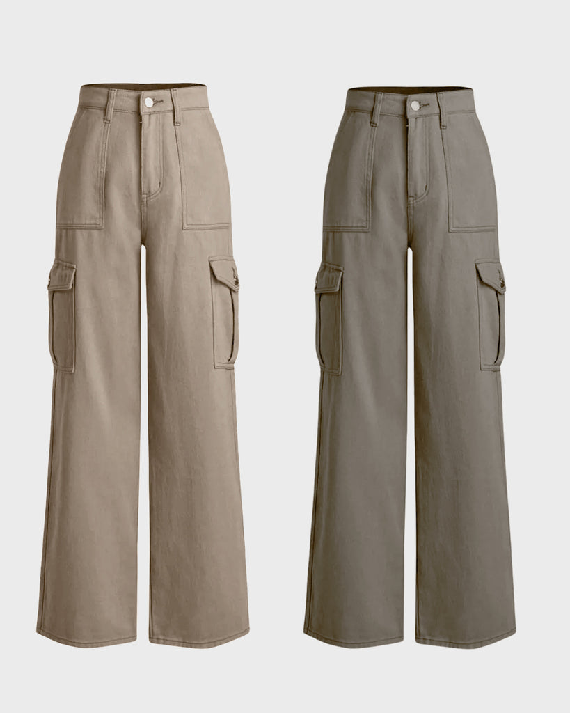 combo trousers in latte and grey