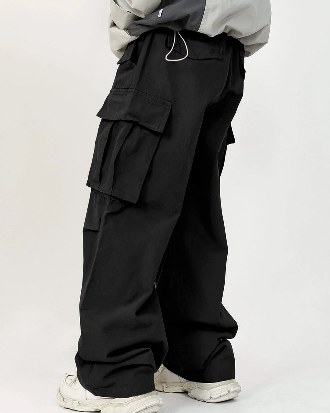 Men's Fashion Punk Gothic Loose Multi-Pocket Baggy Cargo Pant In Black