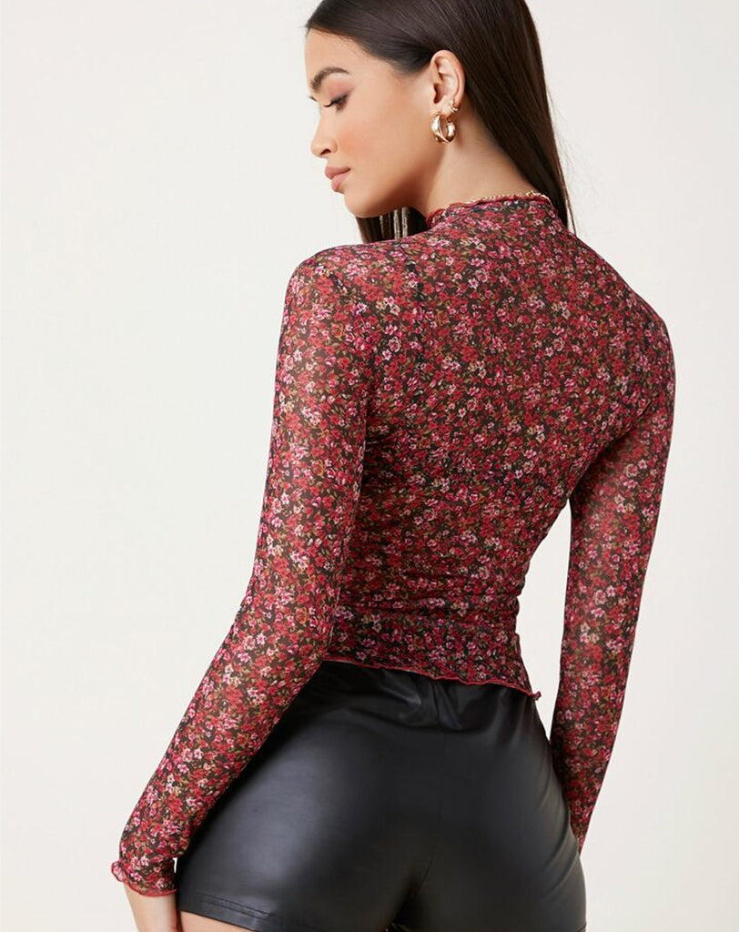 back view of floral printed tops