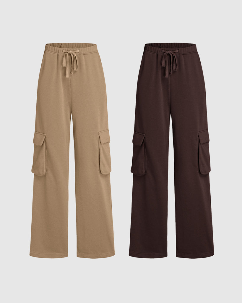 Double Pocket Trousers In Minimal Brown & Chocolate Brown