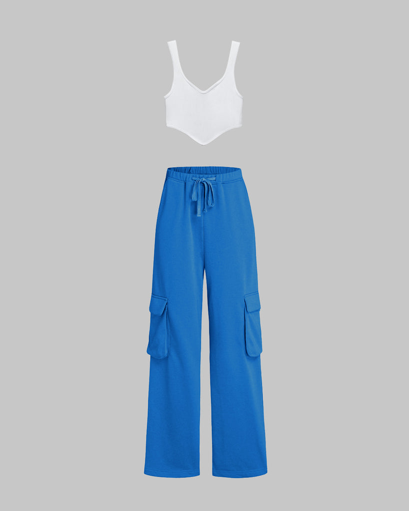 Aesthetic Style Blue Trouser and White Top