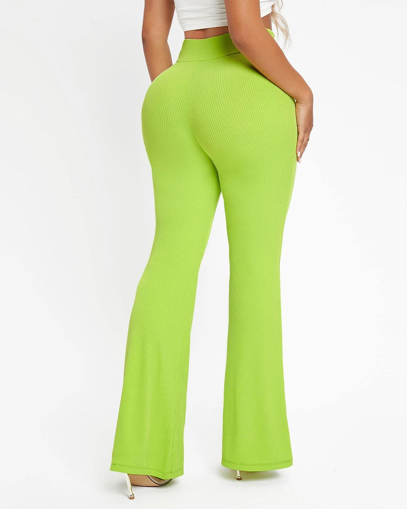 Ribbed Fabric Trouser in Green 