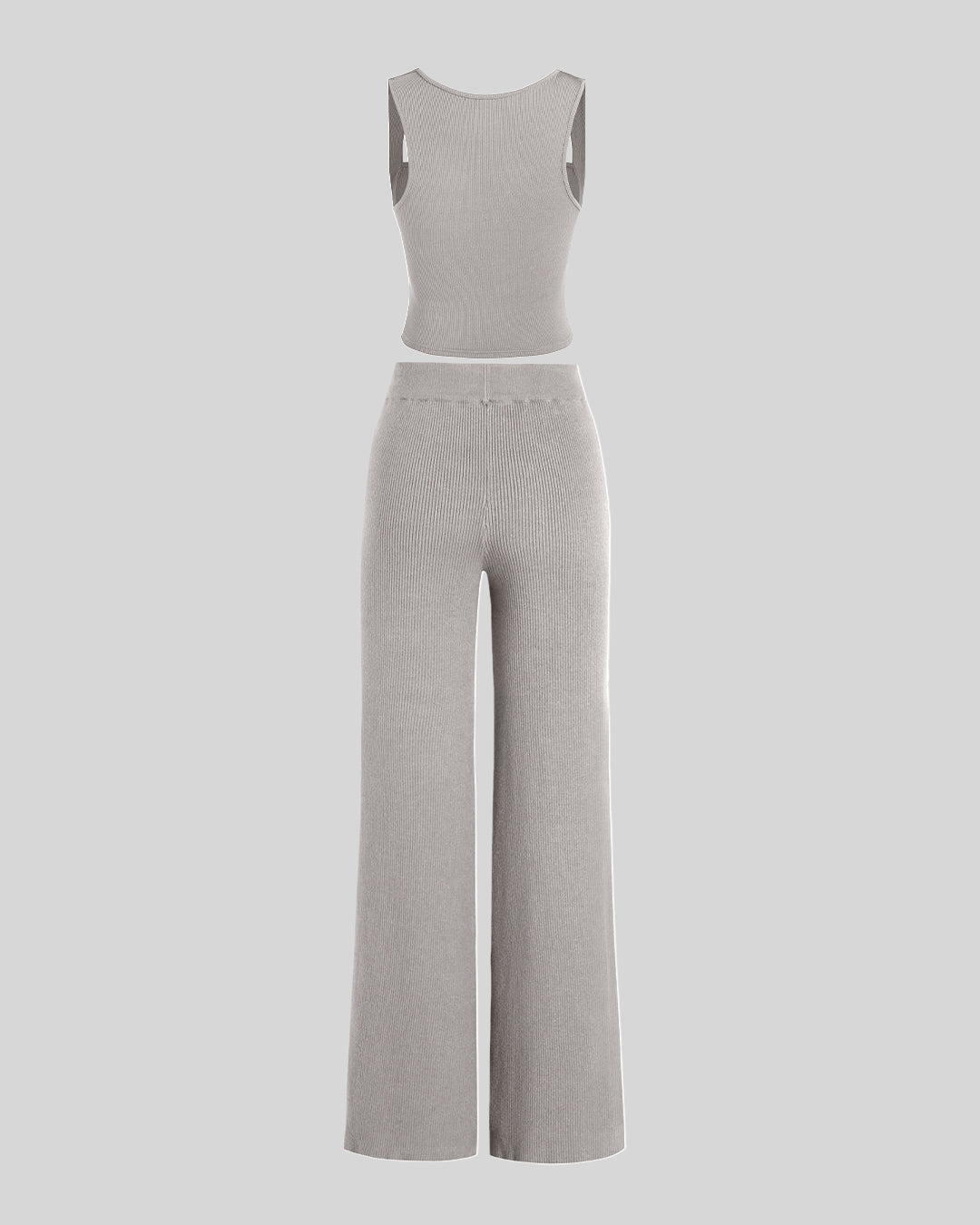 Set Of Two Ruched Square Neck Crop Top With Trouser In Grey – Littlebox ...